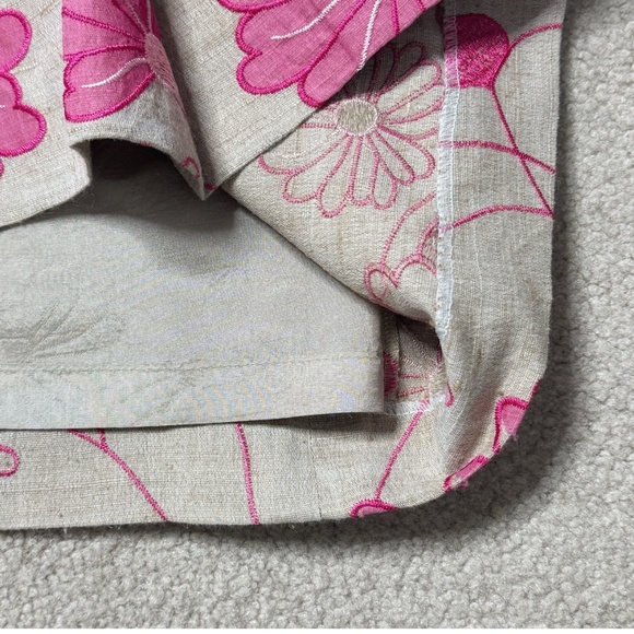 Etcetera Silk Blend Skirt Mini Length Cotton Blend Pink Floral Sand Zip Back 2 - Picture 10 of 11